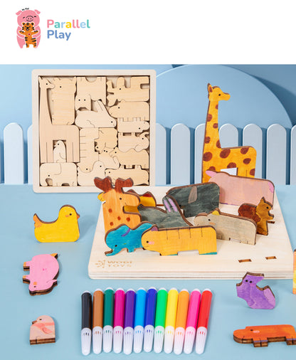 Colour-Your-Own Animal Puzzle Set