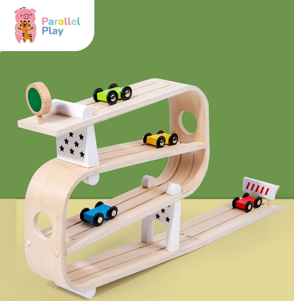 Wooden Speed Racer Track – Parallel Play by Kai